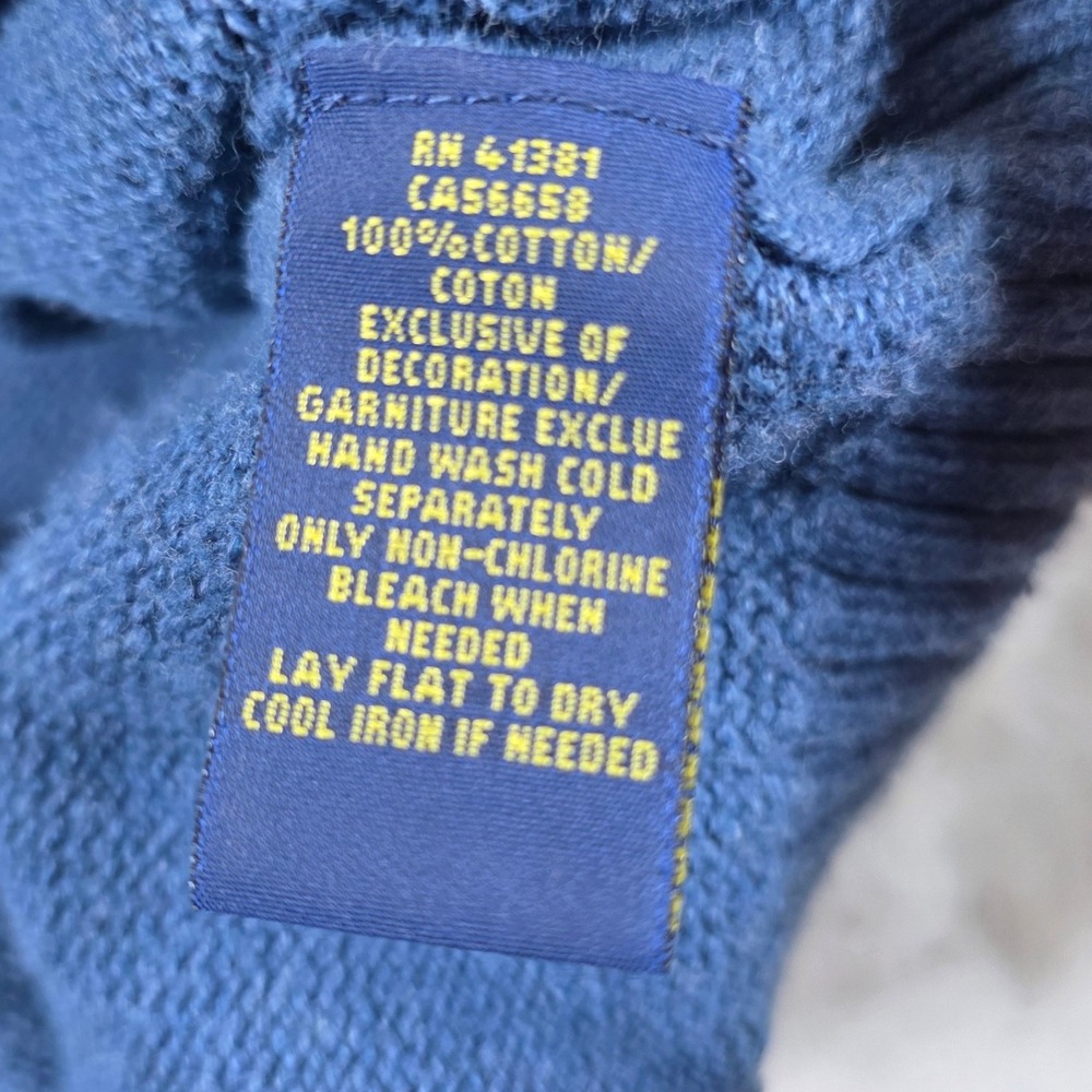 Polo Ralph Lauren Button Mock Neck Sweater Mens Large Blue Cotton RN41381 - Picture 7 of 9